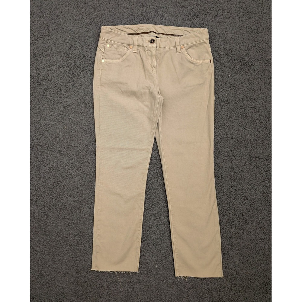 Brunello Cucinelli Skinny Fit Pants Beige Cotton Blend Made in Italy Size 6 / 42